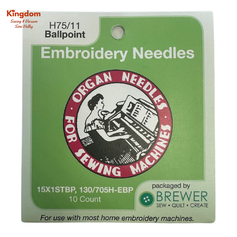 ORGAN EMBROIDERY NEEDLES H75/11 BALLPOINT