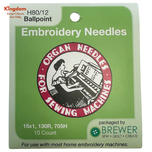 ORGAN EMBROIDERY NEEDLES 10 PK - 80/12 BALLPOINT