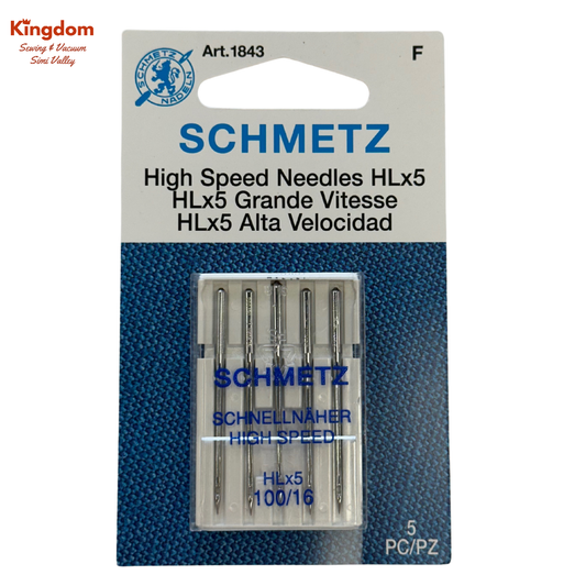 SCHMETZ HLx5 HIGH SPEED NEEDLES-100/16, 5 PK - JANOME HD9
