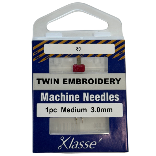 KLASSE MACHINE NEEDLES - TWIN EMBROIDERY MEDIUM 3.0MM