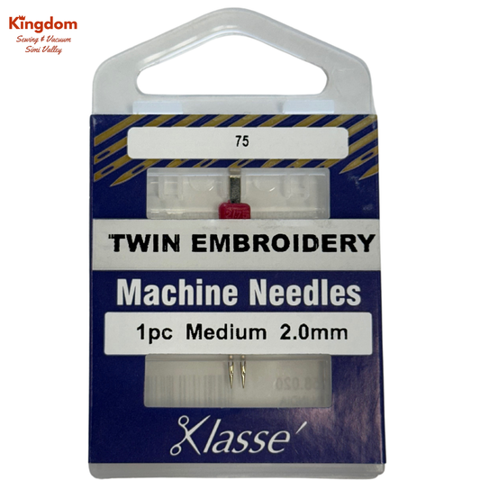 KLASSE MACHINE NEEDLES - TWIN EMBROIDERY MEDIUM 2.0MM
